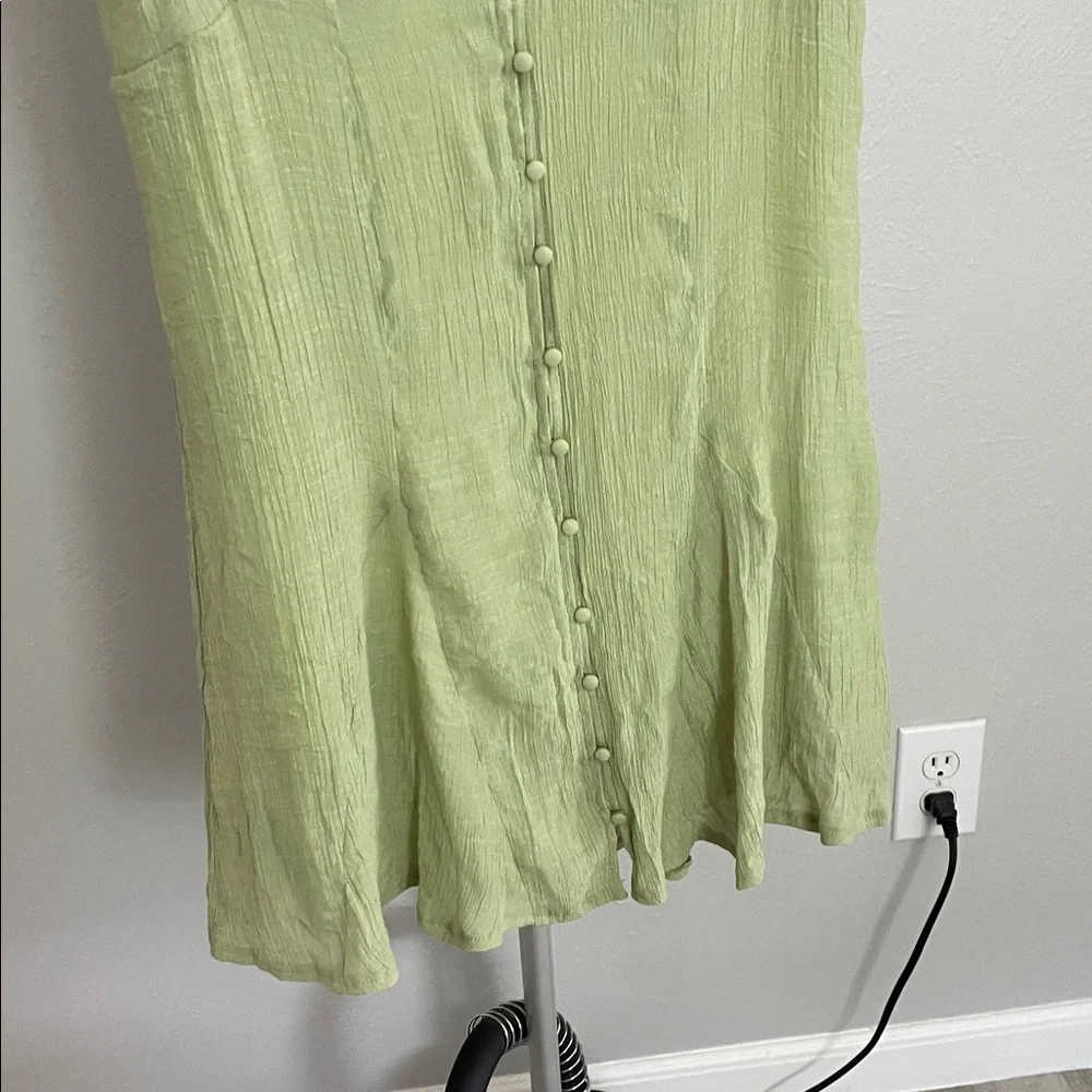 Umgee Sage Green Mini Dress with Front Button Detail and Tie Back - Picture 4 of 8